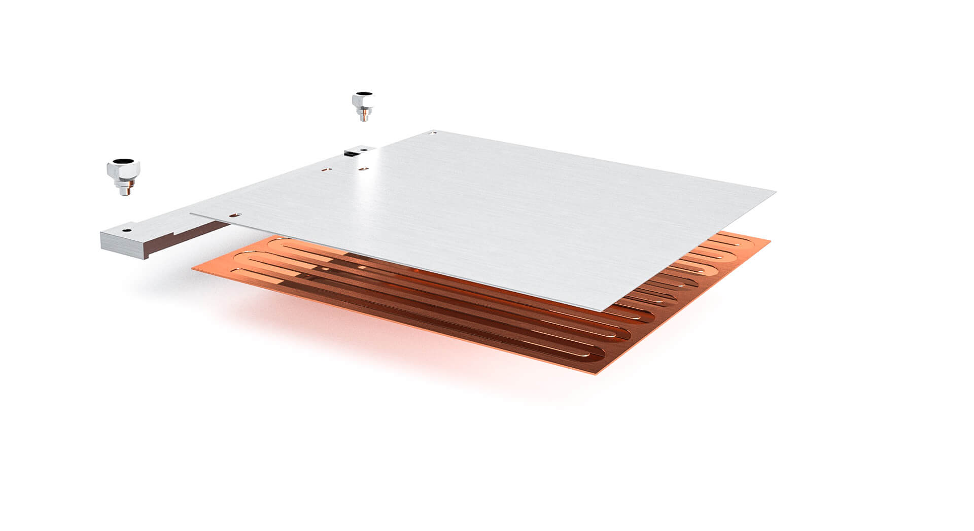 On request, our cooling solutions are ultra-flat <strong>down to 0.8 mm</strong> und and suitable for a wide range of cooling media such as water, nitrogen or helium.